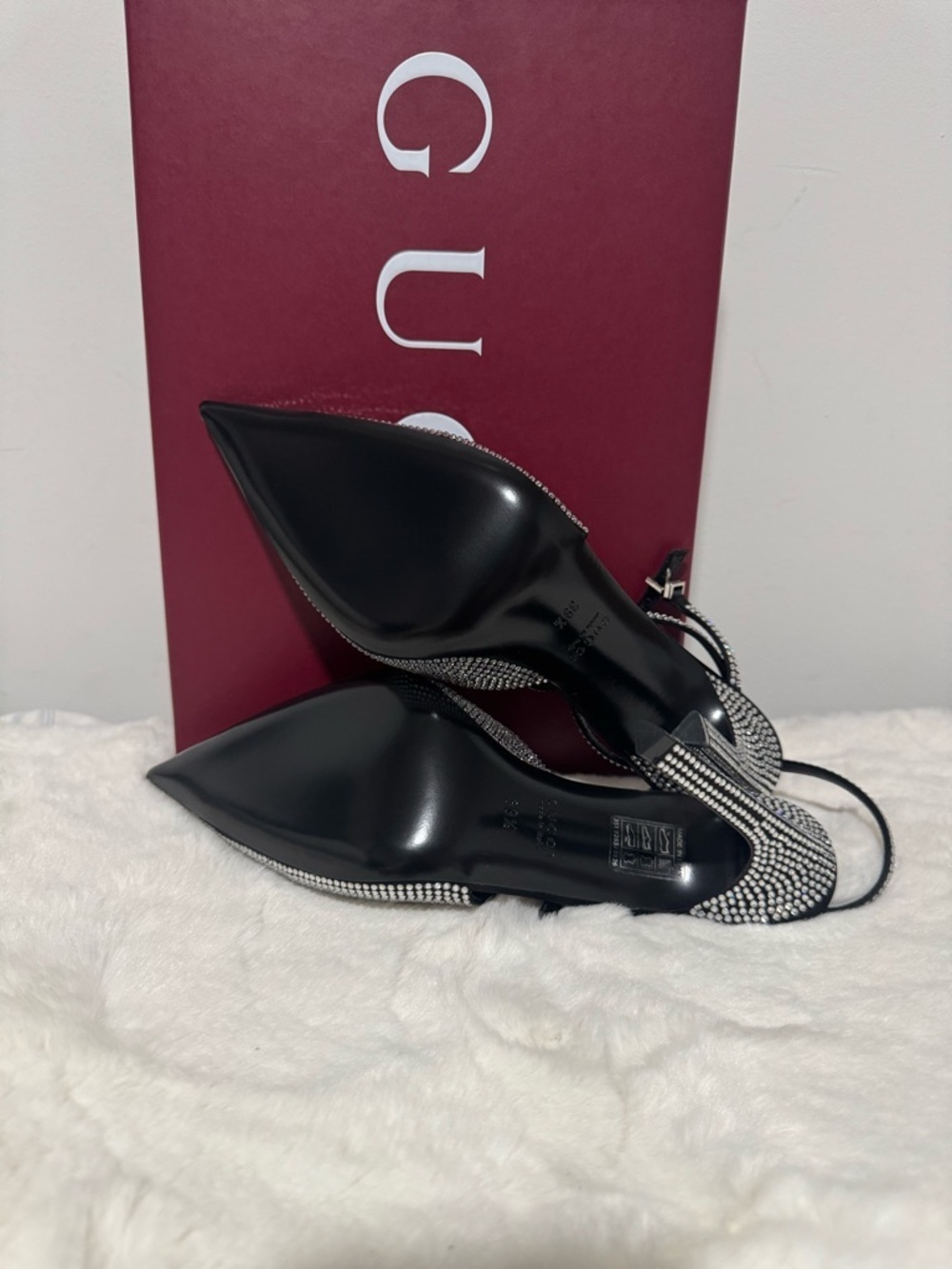 Gucci Black Crystal-Studded Pointed Slingback Heels - Picture 5 of 6